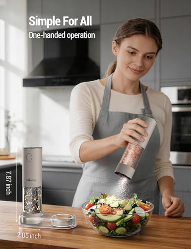 Electric Salt and Pepper Grinder Set (Large / Greige)
