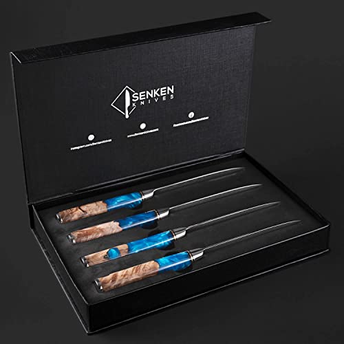 SENKEN Damascus Steak Knife Set (4 Count)