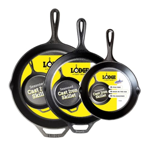 Pre Seasoned Cast Iron Skillet Set (Skillet / 8-inch, 10.25-inch, 12-inch)