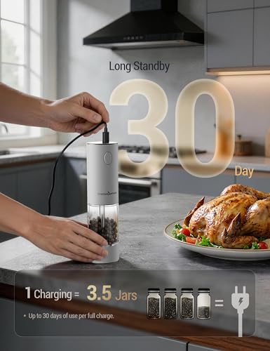 Electric Salt and Pepper Grinder Set (Large / White Sand)