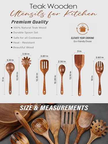 Teak Wooden Kitchen Utensils Set for Cooking