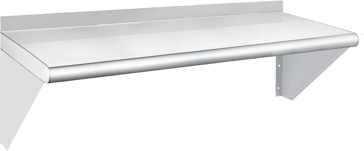 HARDURA Stainless Steel Shelf 12" x 36", 230lb Commercial Shelves Wall Mount Metal Shelving with Backsplash and Brackets for Kitchen, Restaurant, Laundry Room and Home