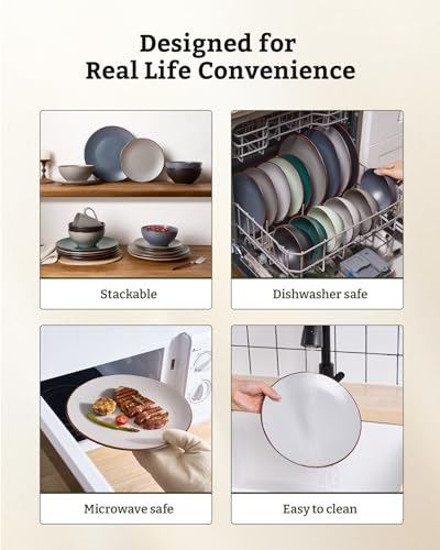 Venus Ceramic Plates and Bowls Sets (Light Gray / Serves 6 (18pc))