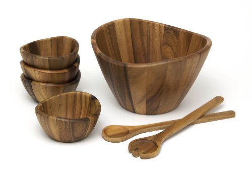 Acacia Wood Wave Serving Bowl for Fruits or Salads (12 inches (D) x 7 inches (H))