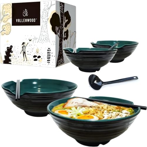 4 XL Ramen bowl set (9 inch x4 / Green Black)