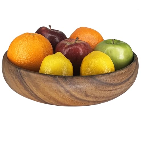 Woodard & Charles Acacia Wood Large Multipurpose Serving Bowl (10" x 1.75" Set of 1)