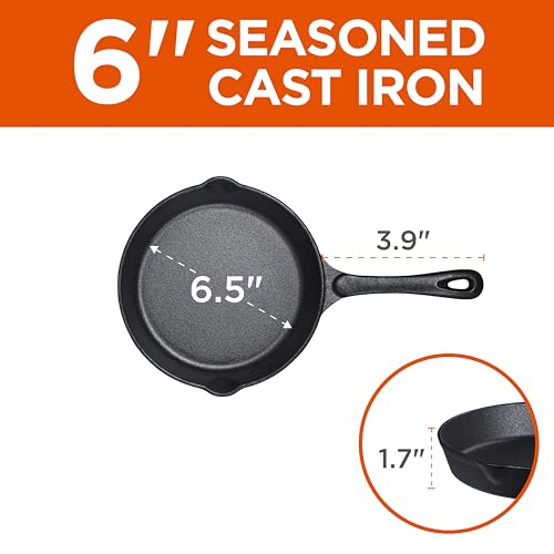3 Piece Cast Iron Skillet Set (6", 8", 10" Skillet Set)