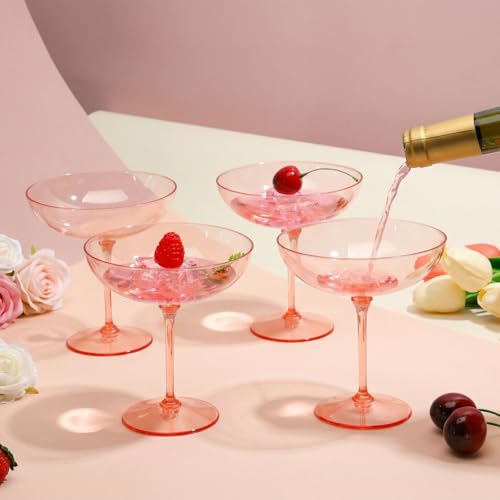 24 Pcs Plastic Coupe Glasses 9 oz Disposable Martini Glasses for Cocktails (24 Count)