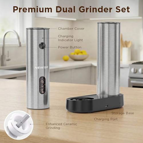 Electric Salt and Pepper Grinder Set