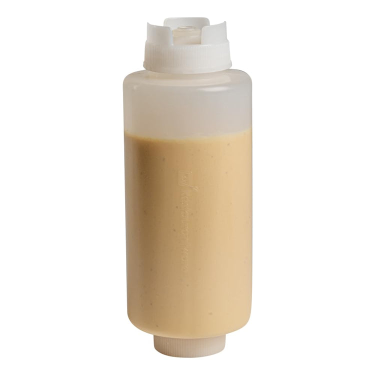 32oz. FIFO Inverted Plastic Squeeze Bottle with Refill and Dispensing Lids