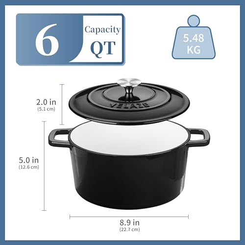 6 QT Enameled Cast Iron Dutch Oven Pot with Lid