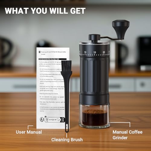 Mini Manual Coffee Grinder With 40 Adjustable Settings (M01 Black / Ceramic Burr)