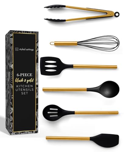 Black and Gold Kitchen Utensils Set (Black & Gold)