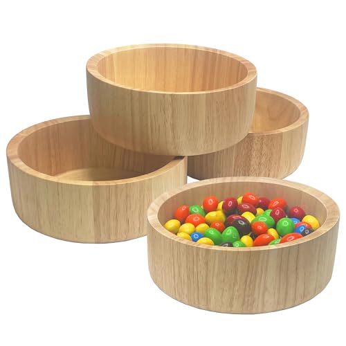 Woodard & Charles Rubberwood Ind Salad & Snack Bowls (6.5" x 2.5" Rubberwood Individual Bowls - Set of 4)