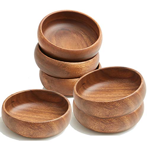 Woodard & Charles Acacia Wood Snack Serving Bowl (6" x 2" Set of 6)