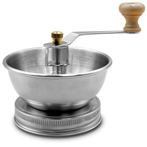 Stainless Steel Coffee Grinder Lid Attachment for Regular Mouth Mason Jars (Wide)