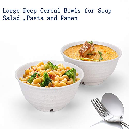 Unbreakable Cereal Bowls 30 OZ Ramen Bowl Microwave and Dishwasher Safe BPA (Beige / 30 Oz)