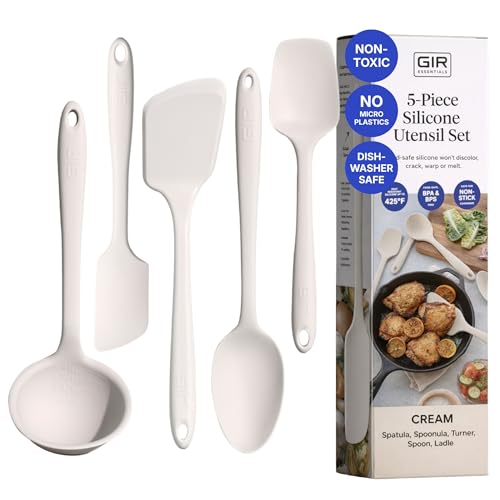 5 Piece Silicone Kitchen Utensils Set (Cream / 5 - Piece Set)