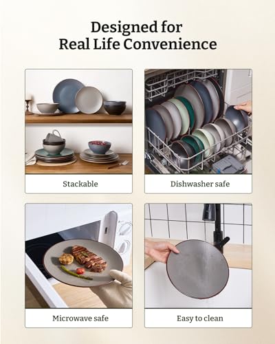 Venus Dinnerware Sets with Mugs (Dark Gray / Serves 4 (16pc w/ Mug))