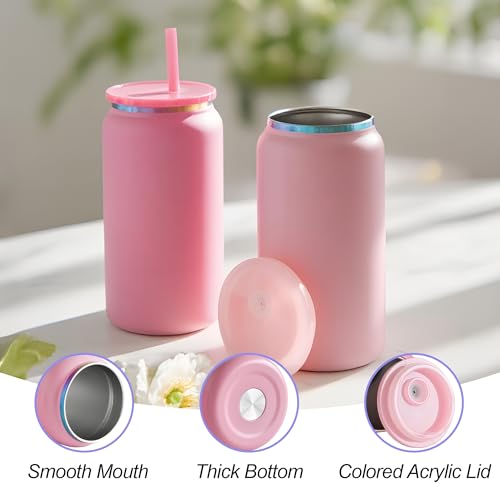 Stainless Steel Cups with Lids and Straws (Matte-Colored)