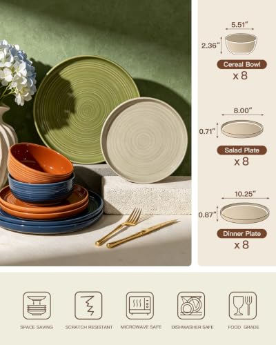 Ceramic Dinnerware Set for 8 (Multicolor (Earthy Tones))