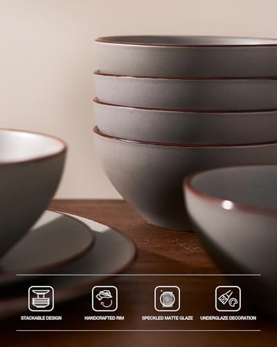 Venus Dinnerware Sets with Mugs (Dark Gray / Serves 4 (16pc w/ Mug))