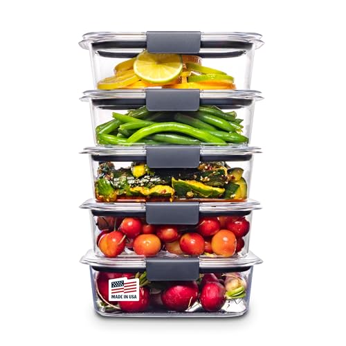 Brilliance Tritan Plastic Food Storage Containers BPA Free Airtight Lids Ideal for Lunch Meal Prep & Leftovers Set of 5 (3.2 cup (10-Piece))