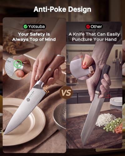 7PCS Japanese Kitchen Knife Set with Genuine Natural Rosewood Ergonomic Handle & Gift Box (7 Count)