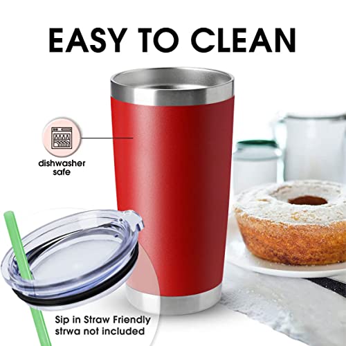 20oz Tumblers Stainless Steel Mugs with Lid Double Wall Vacuum Insulated Coffee Cups for Cold & Hot Drinks (Red-A / 8 Count (Pack of 1))