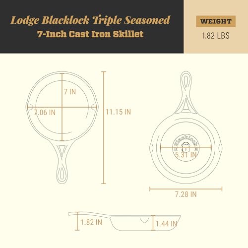 Blacklock 7 Inch Lightweight Cast Iron Skillet (7" (Pack of 1))