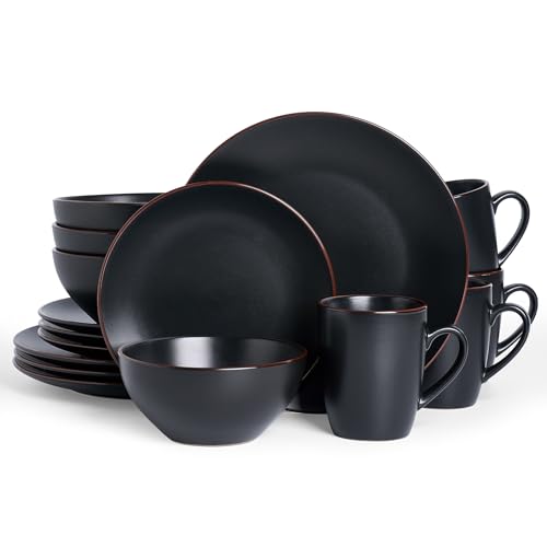 Venus Dinnerware Sets with Mugs (Black / Serves 4 (16pc w/ Mug))