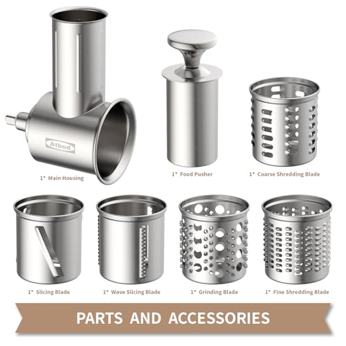 Stainless Steel Slicer Shredder Attachment for KitchenAid Stand Mixer (5 Blades)
