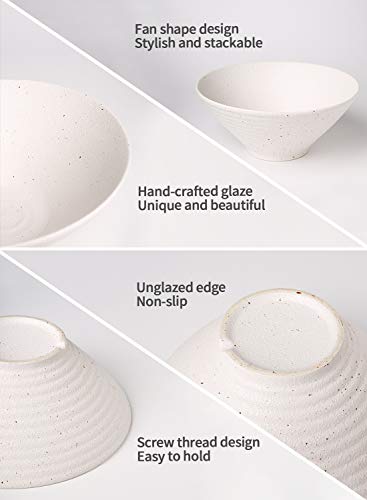 Ceramic Japanese Ramen Bowl Set (9 Inch / White)