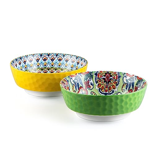 Large Salad Bowl Sets for Serving Pho (Green+Yellow / 48 Oz)