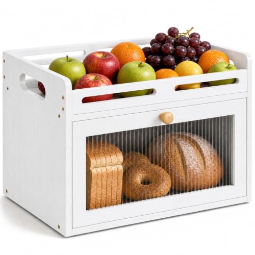 Bread Box for Kitchen Countertop (White / 1-Tier)