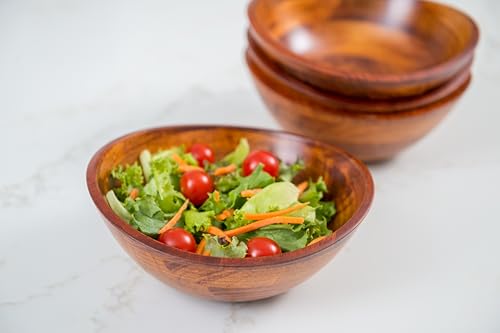 Cherry Finished Wavy Rim Serving Bowls for Fruits or Salads (Small - Set of 4)