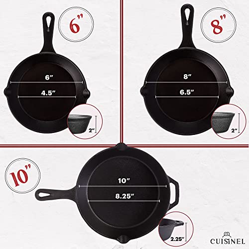 Cast Iron Skillets Set (6"+8"+10")