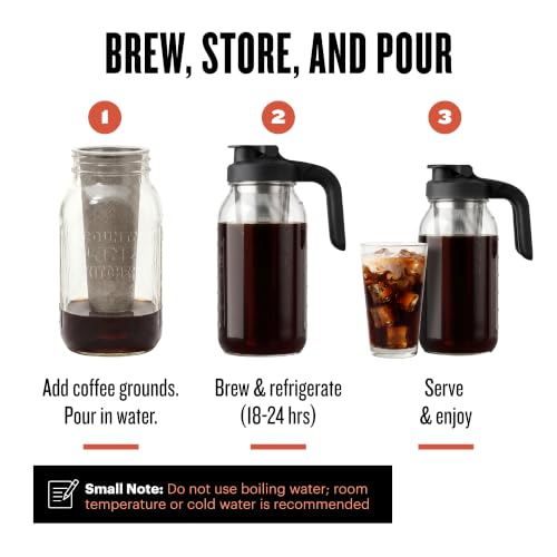 64oz Cold Brew Coffee Maker with Leak Proof Lid (64 oz / Black)