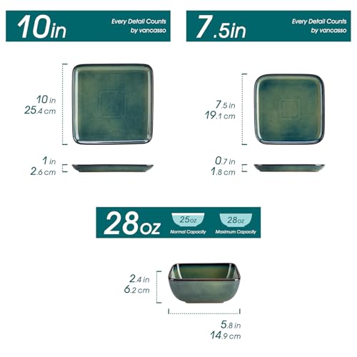 Stern Green Dinnerware Set for 4 (Green / Service for 4 (12 Pcs))
