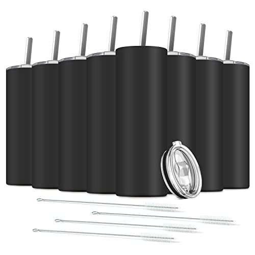 8 Pack Stainless Steel Skinny Tumbler (Black / 8 Count (20 oz))