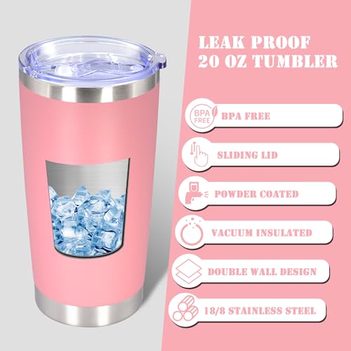 20 oz Tumbler Insulated Tumblers Stainless Steel Coffee Mug (Pink)