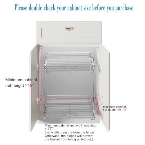 2 Tier Pull Out Cabinet Organizer (Chrome / 17" W X 18" D)