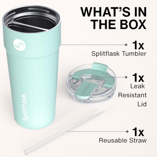 Stainless Steel Insulated Tumbler Cup with Straw & Sip Lid (Royal Mint)