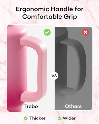 Insulated Water Bottle 40 oz Fits in Car Cup Holder with Side Handle (40 Ounces / Pink)