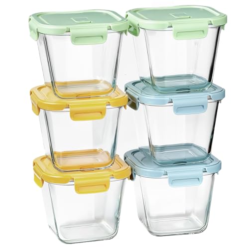Borosilicate Glass Soup Containers with Lids (Multicolor6)