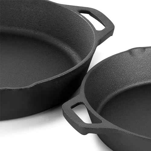 13 Piece Pre Seasoned Cast Iron Skillet Set with Temperd Glass Lids and Silicone Holders (Multi / 13 Piece Skillet Set)