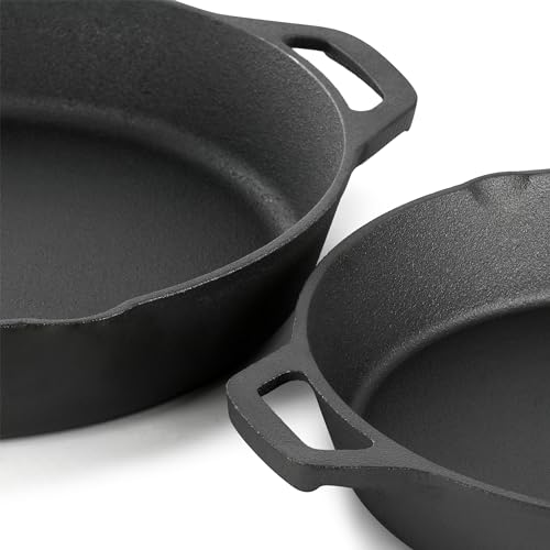 13 Piece Pre Seasoned Cast Iron Skillet Set with Temperd Glass Lids and Silicone Holders (Multi / 13 Piece Skillet Set)