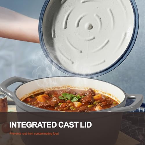 Enameled Cast Iron Dutch Oven (5.5 Quart / Stone Grey)