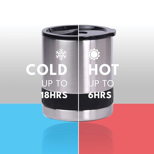 Recess Lowball 10oz Stainless Steel Tumbler Whiskey Glass w (10 Ounces / Brushed Steel)