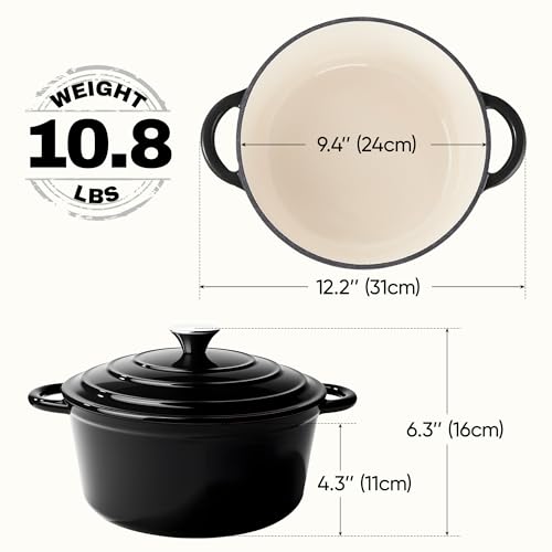4.5 Quart Dutch Oven Pot with Lid (4.5 QT / Black)